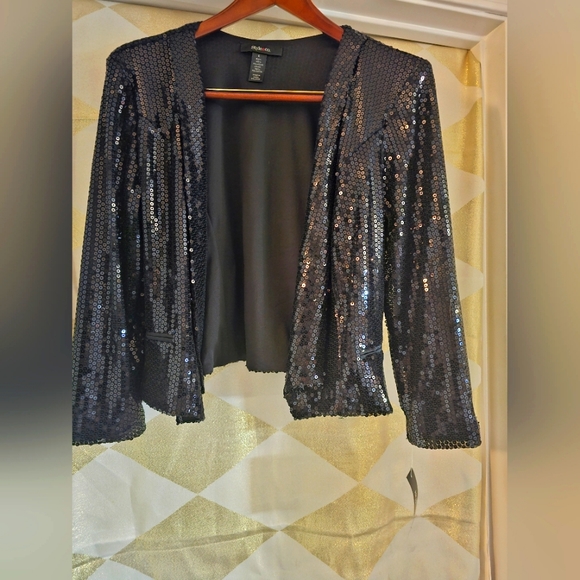 Sequined Black Jacket by Style & Co Size Large - Picture 3 of 9